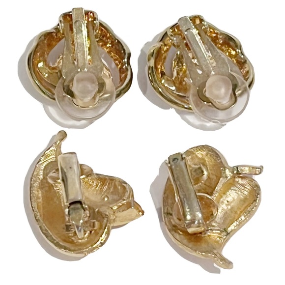 Vintage Clip On Earring Lot of 11 Pairs Rhinestone Gold Silver Blue Pink Black - Picture 12 of 16